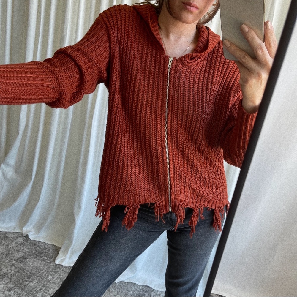 JACKET knitted crochet jacket — In Rust - Picture 2 of 7